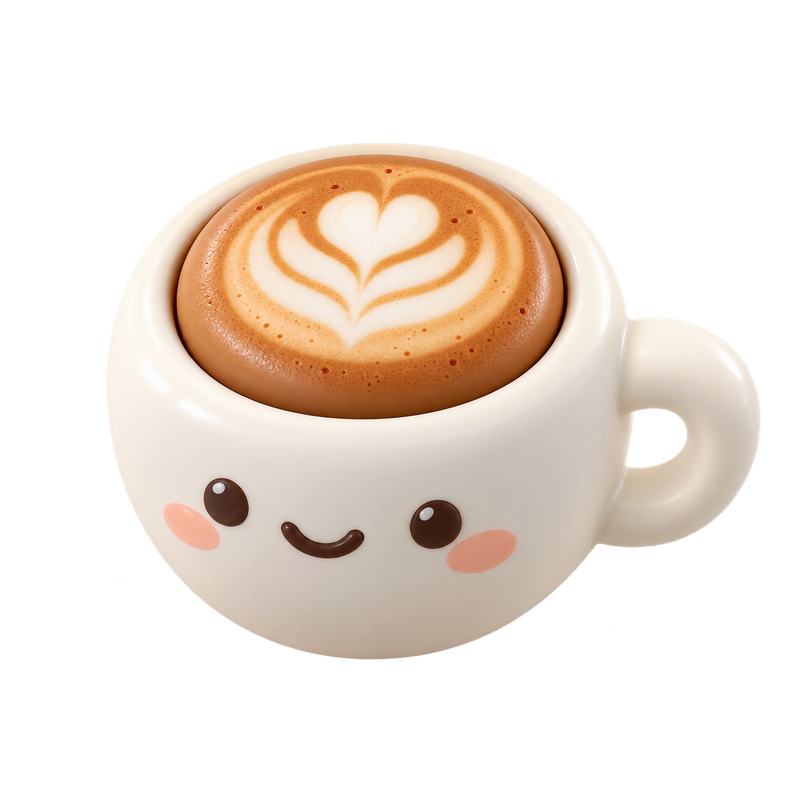 Clicker con forma de taza de café con carita