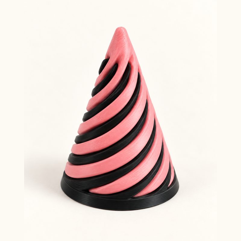 Cono espiral rosado y negro