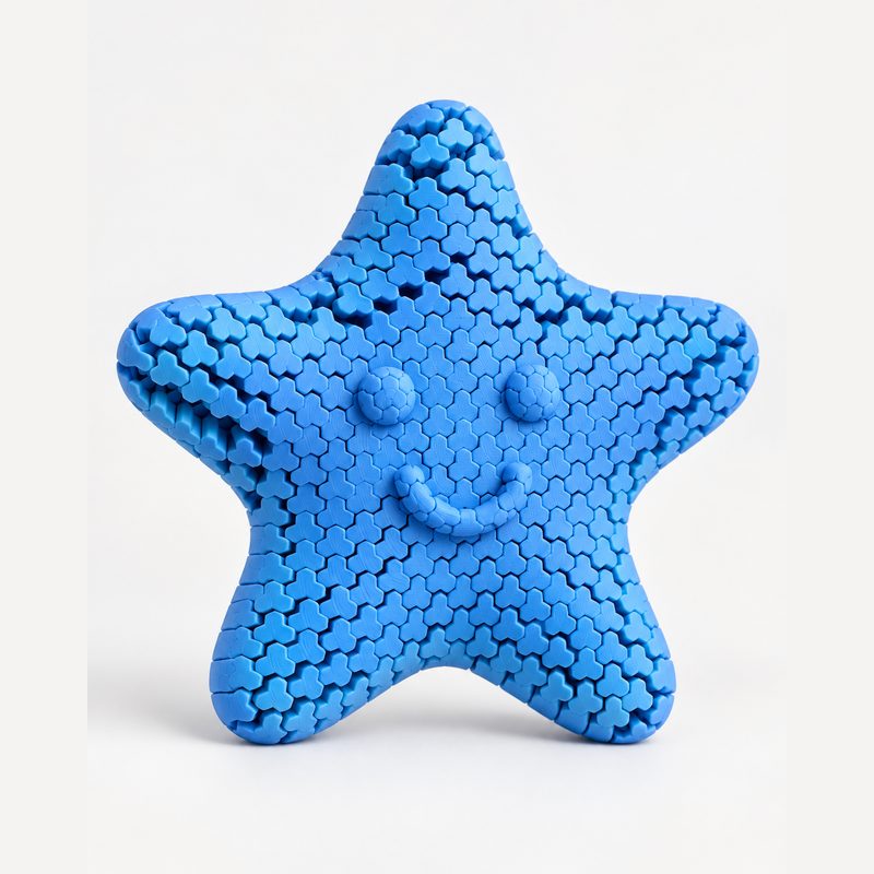Estrella azul articulada con carita sonriente