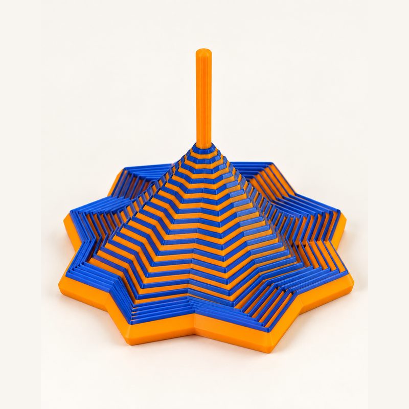 Pirámide estrella azul y naranja